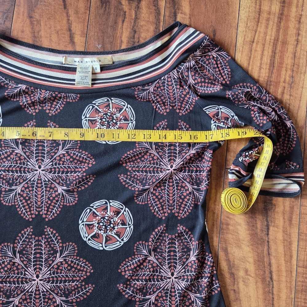 Max Studio Black & Rust Patterned Boatneck Tunic … - image 4